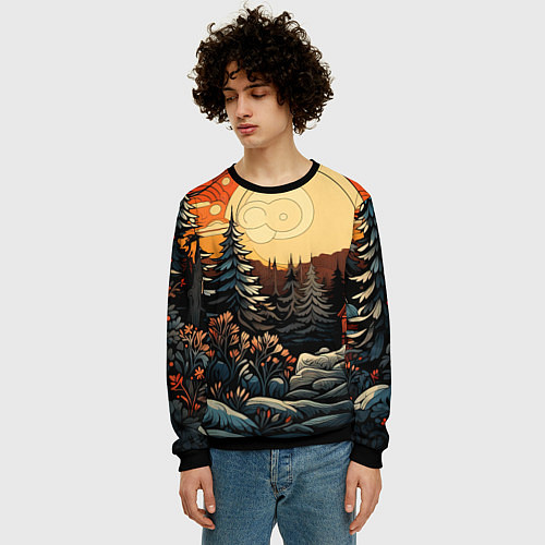 Мужской свитшот Волшебная роспись / 3D-Черный – фото 3