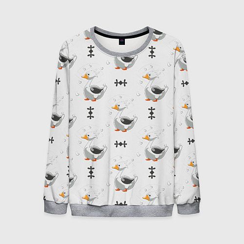 Мужской свитшот Гусь и фигуры / 3D-Меланж – фото 1