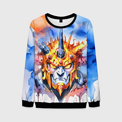 Мужской свитшот Серьезный оранжевый робот акварель