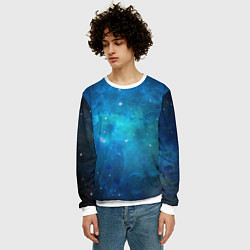 Свитшот мужской Голубой космос, цвет: 3D-белый — фото 2