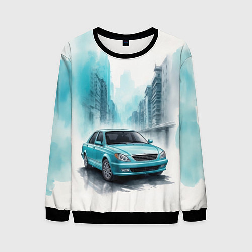 Мужской свитшот Бирюзовая машина / 3D-Черный – фото 1