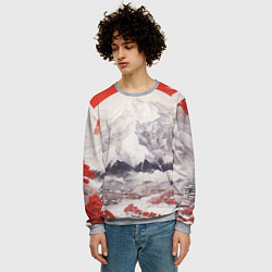 Свитшот мужской Япония в белом стиле, цвет: 3D-меланж — фото 2