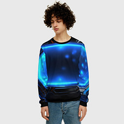 Свитшот мужской Синий неоновый экран, цвет: 3D-черный — фото 2
