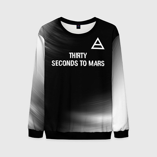 Мужской свитшот Thirty Seconds to Mars glitch на темном фоне посер / 3D-Черный – фото 1