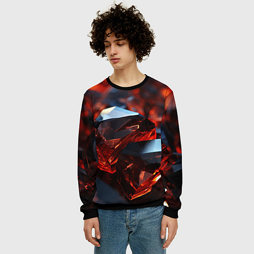 Мужской свитшот Визуальные ритмы в геометрии / 3D-Черный – фото 3