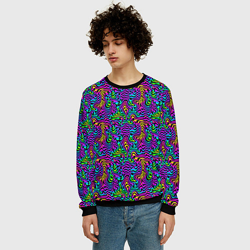 Мужской свитшот Multicolored stripes / 3D-Черный – фото 3