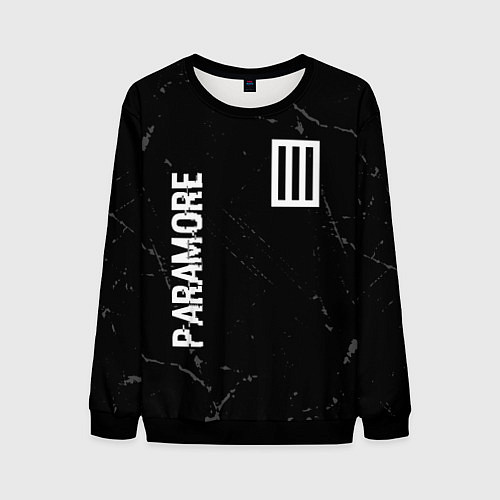 Мужской свитшот Paramore glitch на темном фоне вертикально / 3D-Черный – фото 1