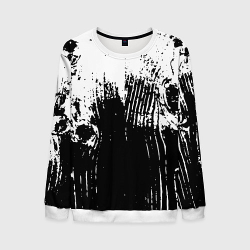Мужской свитшот Черно-белая абстракция гранж / 3D-Белый – фото 1