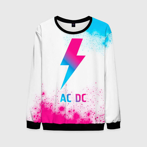 Мужской свитшот AC DC neon gradient style / 3D-Черный – фото 1