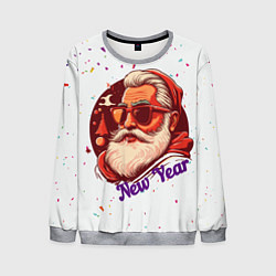 Свитшот мужской Санта в очках, цвет: 3D-меланж