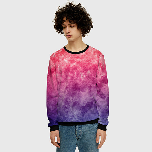 Мужской свитшот Абстракция - сине-красные облака / 3D-Черный – фото 3