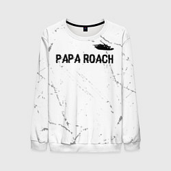 Свитшот мужской Papa Roach glitch на светлом фоне посередине, цвет: 3D-белый