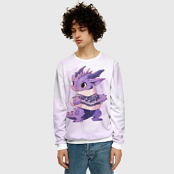 Свитшот мужской Милый фиолетовый дракон, цвет: 3D-белый — фото 2