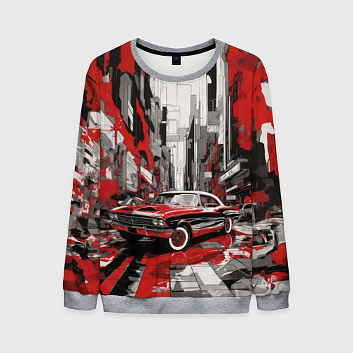 Мужской свитшот Черно-красный автомобиль / 3D-Меланж – фото 1