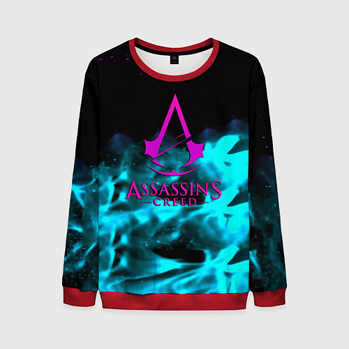 Мужской свитшот Assassins Creed flame neon / 3D-Красный – фото 1