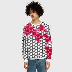 Свитшот мужской Красная энерго-броня из шестиугольников, цвет: 3D-белый — фото 2