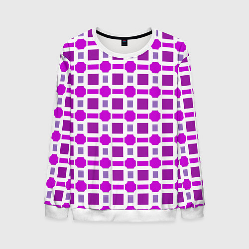 Мужской свитшот Фиолетовые кирпичики и белые полосы / 3D-Белый – фото 1