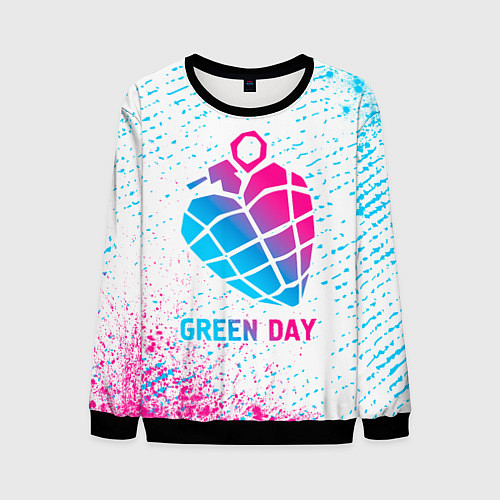 Мужской свитшот Green Day neon gradient style / 3D-Черный – фото 1