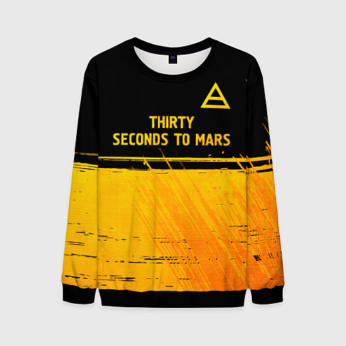 Мужской свитшот Thirty Seconds to Mars - gold gradient посередине / 3D-Черный – фото 1