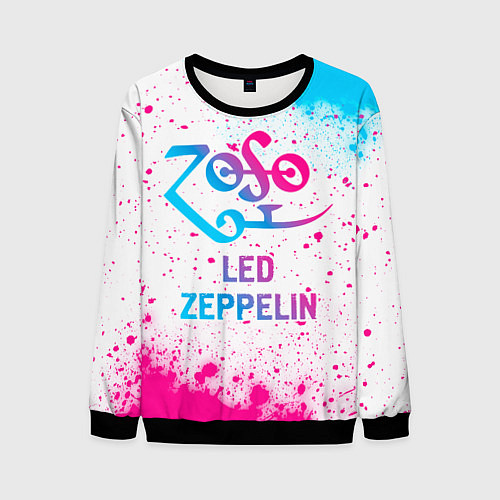 Мужской свитшот Led Zeppelin neon gradient style / 3D-Черный – фото 1