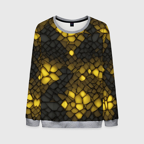 Мужской свитшот Жёлтый трескающийся камень / 3D-Меланж – фото 1