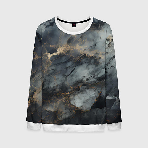 Мужской свитшот Темно-серый мрамор / 3D-Белый – фото 1