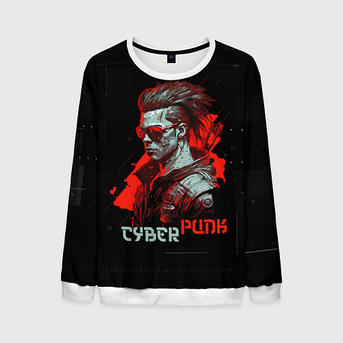 Мужской свитшот Cyberpunk man / 3D-Белый – фото 1