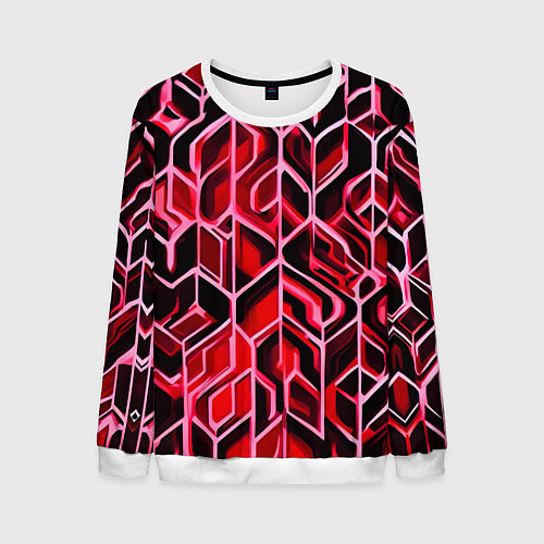 Мужской свитшот Красный узор / 3D-Белый – фото 1