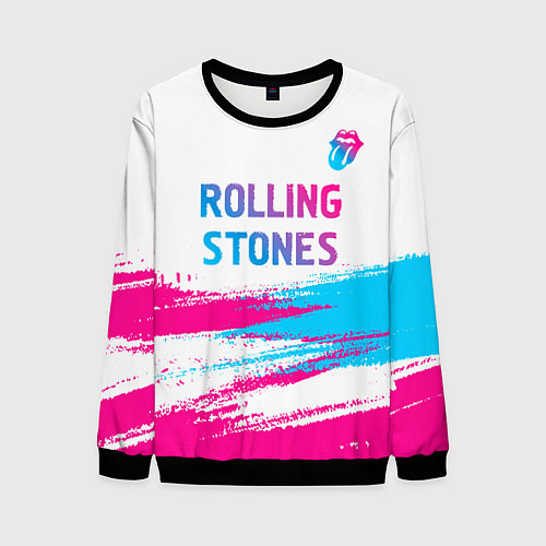 Мужской свитшот Rolling Stones neon gradient style посередине / 3D-Черный – фото 1