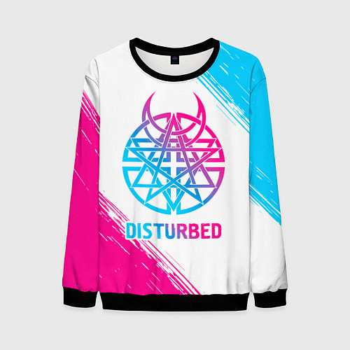 Мужской свитшот Disturbed neon gradient style / 3D-Черный – фото 1