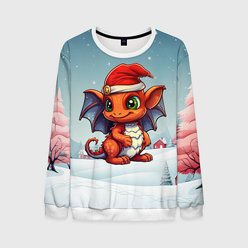 Мужской свитшот Символ нового 2024 года дракон / 3D-Белый – фото 1