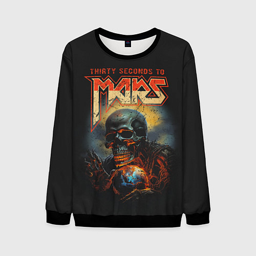 Мужской свитшот Thirty seconds to mars skull / 3D-Черный – фото 1