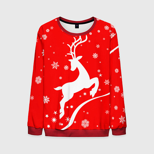 Мужской свитшот Christmas deer / 3D-Красный – фото 1