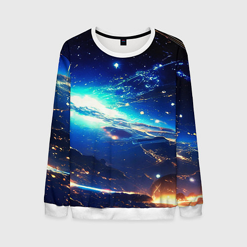 Мужской свитшот Млечный путь - глубокий космос / 3D-Белый – фото 1