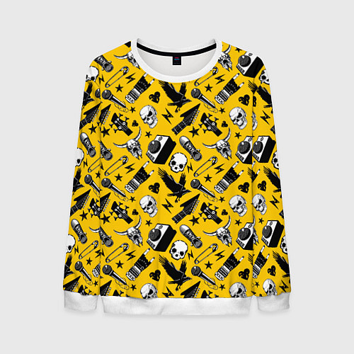 Мужской свитшот Музыкальный рокенрольный узор / 3D-Белый – фото 1