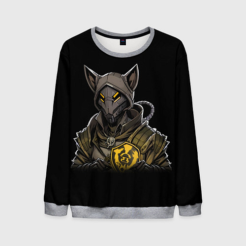 Мужской свитшот Киберпанк мышь жёлтая / 3D-Меланж – фото 1