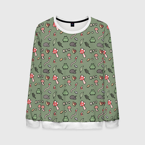 Мужской свитшот Goblincore - паттерн / 3D-Белый – фото 1