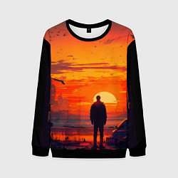 Мужской свитшот Закат в пустынном городе