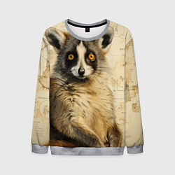 Свитшот мужской Лемур в стиле диаграмм Давинчи, цвет: 3D-меланж
