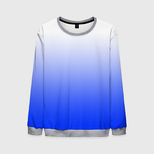 Мужской свитшот Градиент бело-синий / 3D-Меланж – фото 1