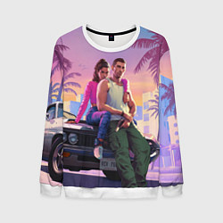 Свитшот мужской Jason & Lucia - GTA 6 official art, цвет: 3D-белый