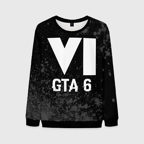 Мужской свитшот GTA 6 glitch на темном фоне / 3D-Черный – фото 1