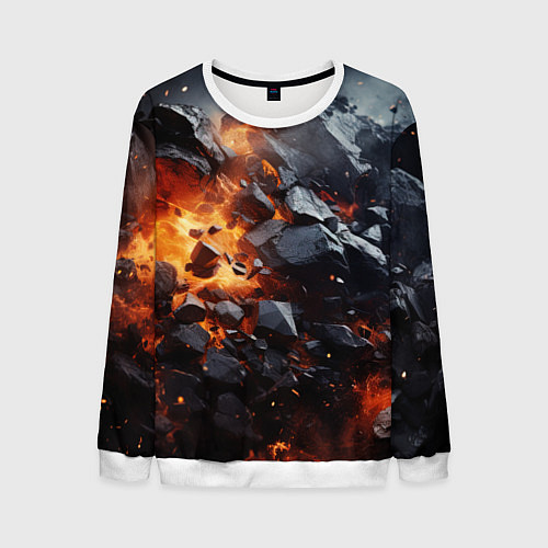 Мужской свитшот Взрыв камней и плит / 3D-Белый – фото 1