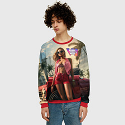 Свитшот мужской Девушка GTA 6, цвет: 3D-красный — фото 2