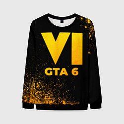 Свитшот мужской GTA 6 - gold gradient, цвет: 3D-черный