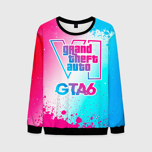 Мужской свитшот GTA6 neon gradient style / 3D-Черный – фото 1