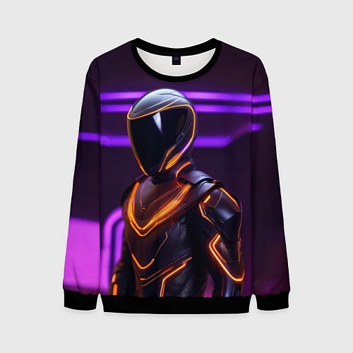 Мужской свитшот Неоновый футуристичный гонщик / 3D-Черный – фото 1