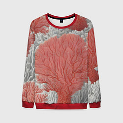 Свитшот мужской Красные и белые кораллы, цвет: 3D-красный