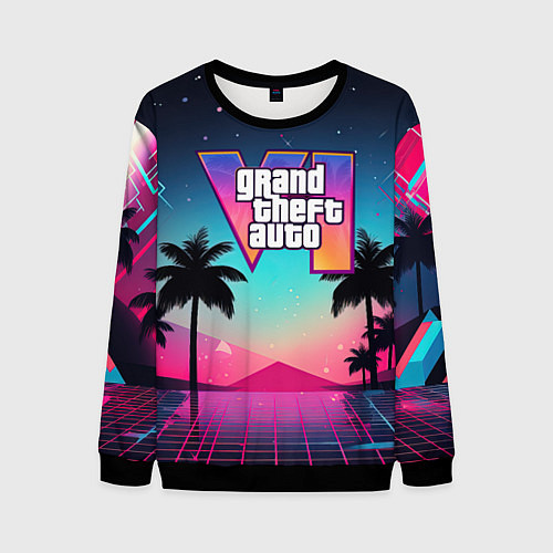 Мужской свитшот GTA 6 summer abstract / 3D-Черный – фото 1