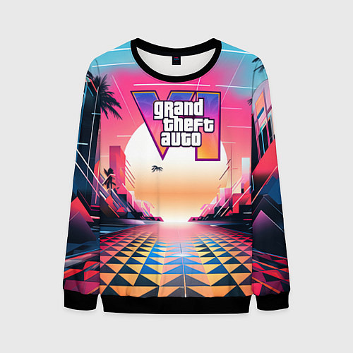 Мужской свитшот GTA 6 retro abstract logo / 3D-Черный – фото 1